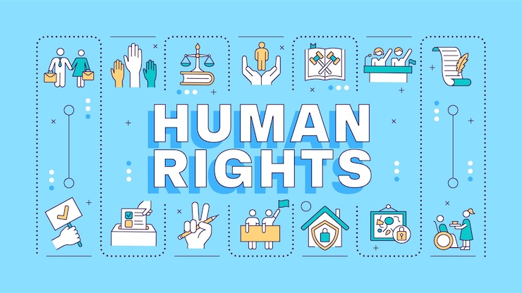 Vector concepto de la palabra azul de los derechos humanos