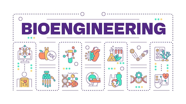 Concepto de palabra de bioingeniería aislado en blanco