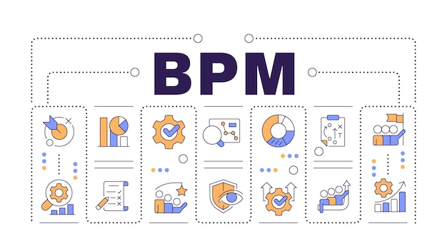 El concepto de palabra BPM aislado en blanco