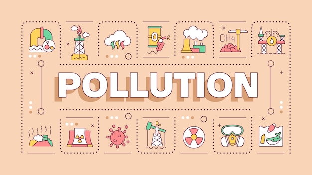 Concepto de la palabra contaminación de color marrón claro