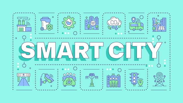 El concepto de la palabra turquesa de la ciudad inteligente