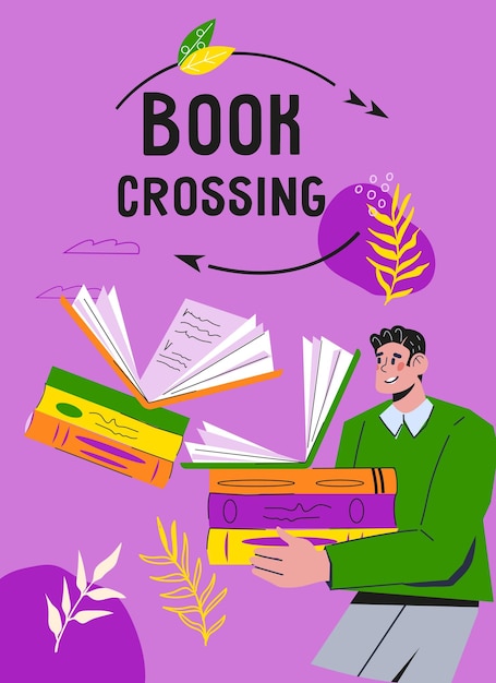 Concepto de pancarta o afiche de cruce de libros Compartir e intercambiar