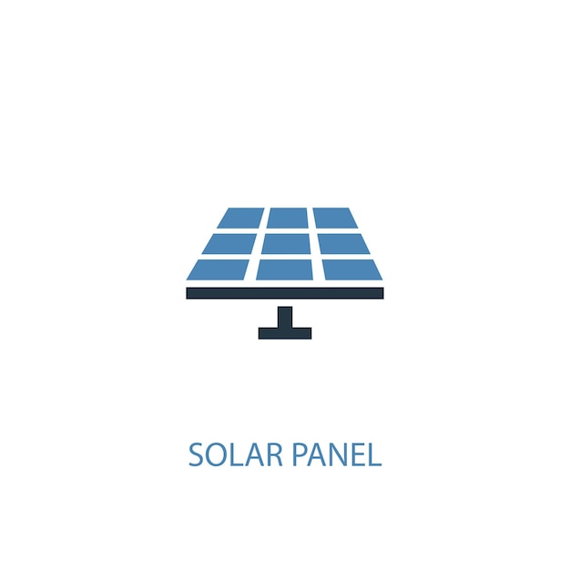 Concepto de panel solar 2 icono de color. Ilustración simple elemento azul. diseño de símbolo de concepto de panel solar. Se puede utilizar para UI / UX web y móvil