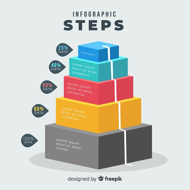Concepto de pasos infográficos en estilo plano