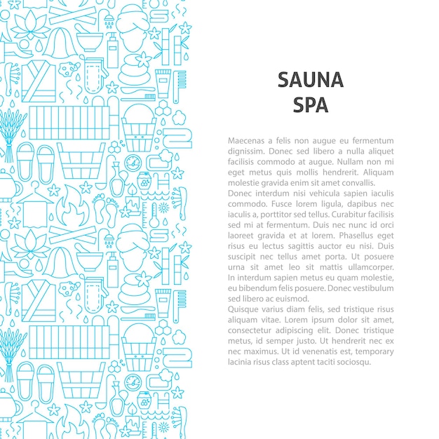 Concepto de patrón de línea de spa de sauna ilustración vectorial de diseño de esquema