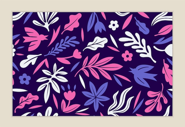 Concepto de patrón orgánico abstracto Elemento de diseño repetitivo para imprimir en tela Plantas exóticas coloridas Cartel o banner para el sitio web Ilustración vectorial plana de dibujos animados aislada en fondo beige