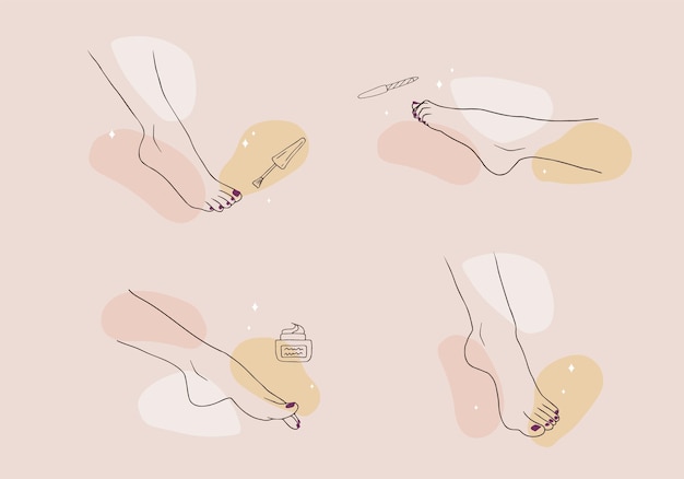 Vector concepto de pedicura. piernas de mujer elegante.