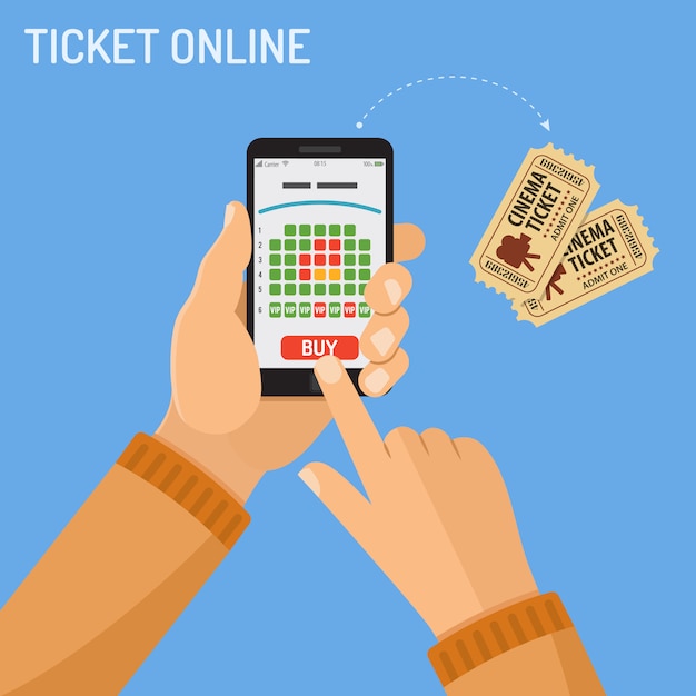 Concepto de pedido de entradas de cine en línea