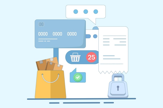 concepto de pedido en línea o realización de compras en línea y pedido de bienes a través de aplicaciones móviles