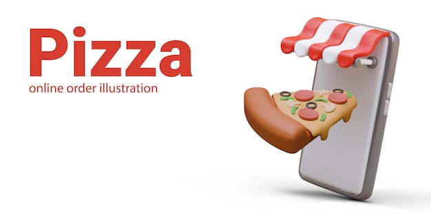 Concepto de pedido de pizza en línea Publicidad de la aplicación telefónica
