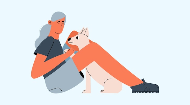 El concepto de perro de apoyo emocional Ilustración de Vector de Terapia Mental Positiva