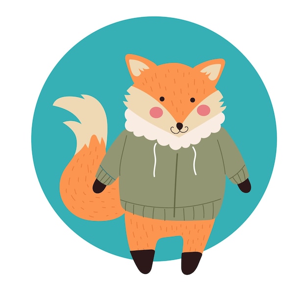 Concepto de personaje de animal del bosque de invierno Ilustración de diseño gráfico de dibujos animados planos vectoriales
