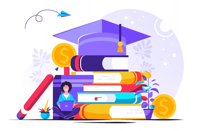 Concepto de personas de finanzas de estudio pequeño plano