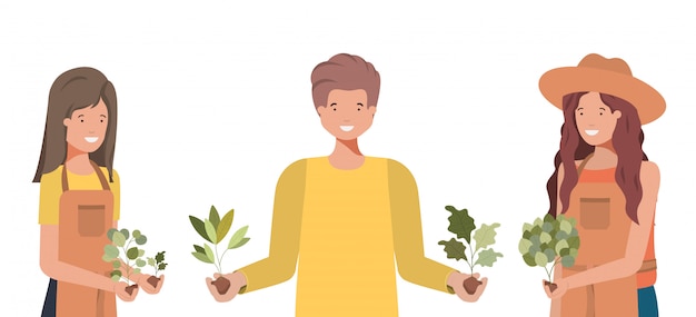 Concepto de personas y jardinería