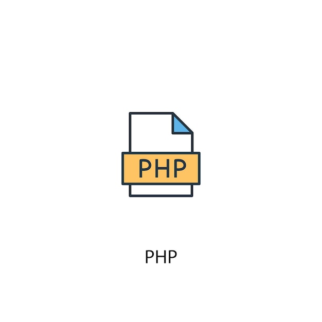 Concepto php 2 icono de línea de color. ilustración simple elemento amarillo y azul. diseño de símbolo de esquema de concepto de php