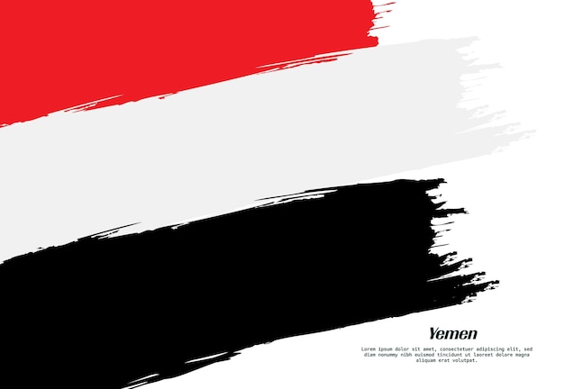 Concepto de pincel de bandera de Yemen Bandera de fondo de banner de estilo grunge de Yemen