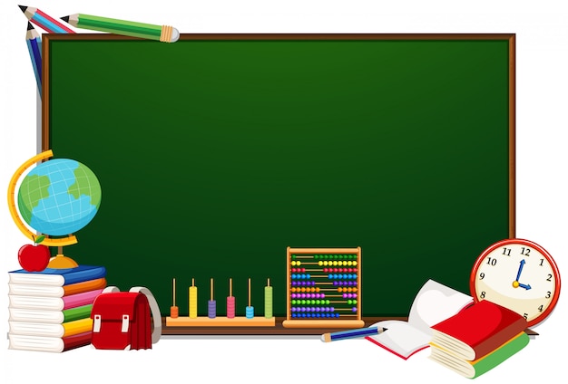 Concepto de pizarra de objetos de escuela