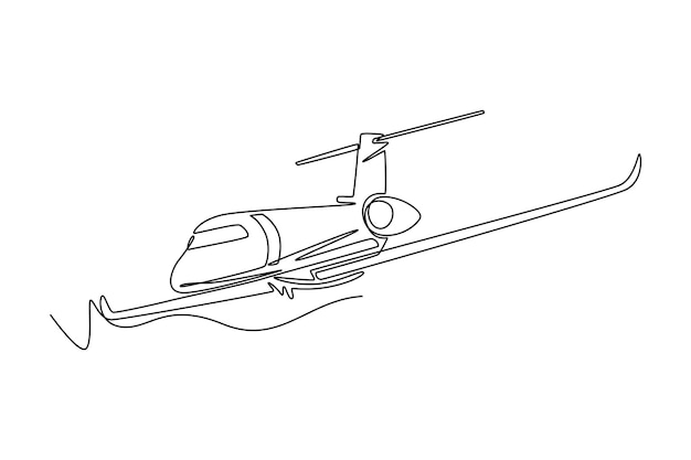 Concepto de plano de aire de dibujo continuo de una línea Ilustración vectorial de Doodle