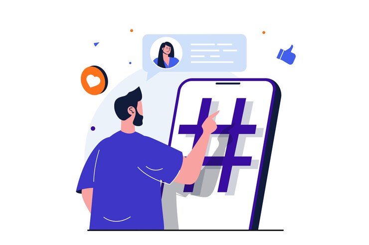 Vector concepto plano moderno de red social para diseño de banner web hombre chateando con mujer en aplicación