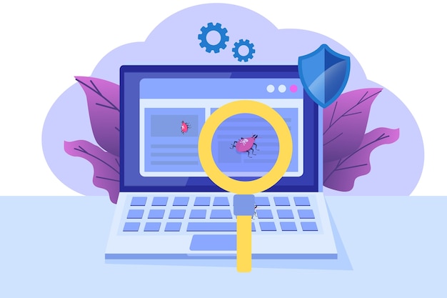 Concepto plano de software o aplicación. Proceso de desarrollo de depuración.