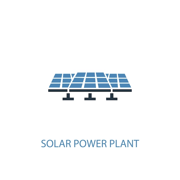 Concepto de planta de energía solar 2 icono de color. Ilustración simple elemento azul. Diseño de símbolo de concepto de planta de energía solar. Se puede utilizar para UI / UX web y móvil