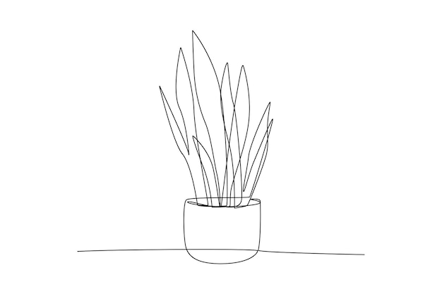 Concepto de plantas y hierbas de dibujo de una sola línea Ilustración de vector gráfico de diseño de dibujo de línea continua