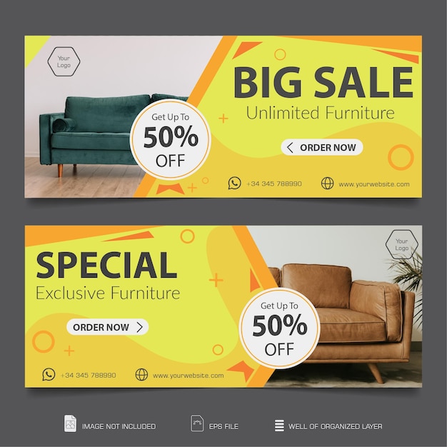 Vector concepto de plantilla de banner de venta de muebles