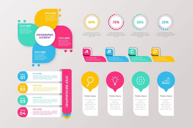 Concepto de plantilla de colección de elementos infográficos