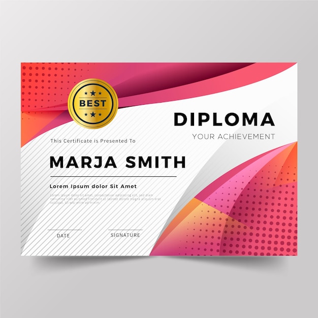 Concepto de plantilla de diploma