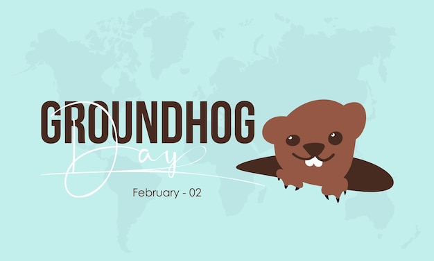 Concepto de plantilla de diseño de banner de ilustración vectorial del Día de la Marmota observado el 2 de febrero