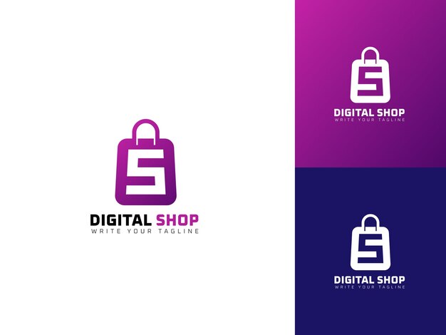 Vector concepto de plantilla de diseño de logotipo de compras digitales para compras en línea