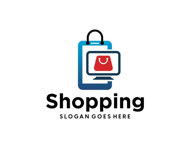 Concepto de plantilla de diseño de logotipo de compras digitales para compras en línea