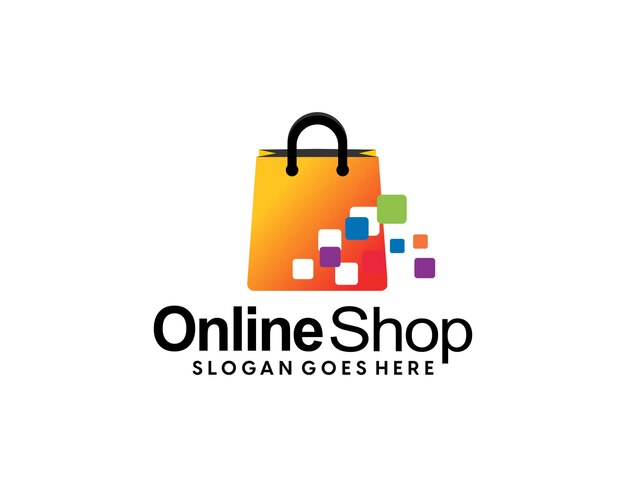 Concepto de plantilla de diseño de logotipo de compras en línea para comercio electrónico o negocio