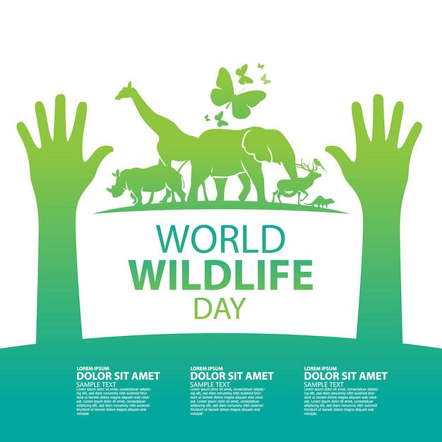 concepto de plantilla de diseño del logotipo del Día Mundial de la Vida Silvestre 3 de marzo
