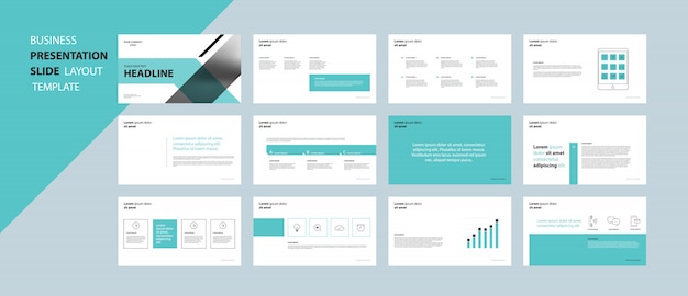 Concepto de plantilla de diseño de presentación de negocios con elementos infográficos