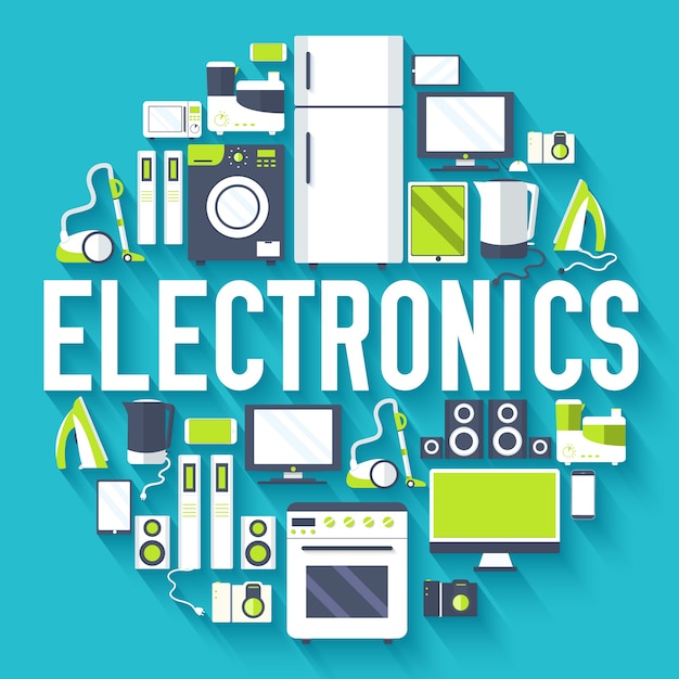 Concepto de plantilla de infografías de círculo de electrodomésticos de electrónica para el hogar