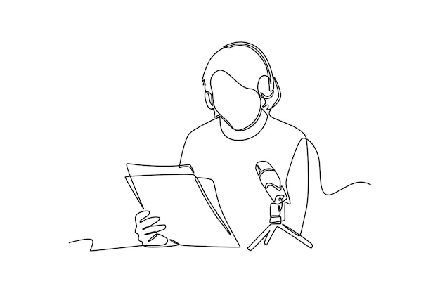 Concepto de podcast de dibujo de una sola línea Ilustración de vector gráfico de diseño de dibujo de línea continua