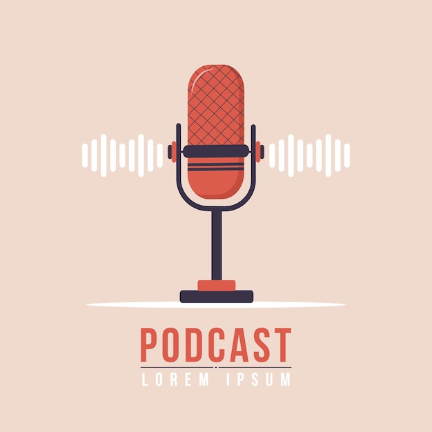 Concepto de podcast. logotipo para transmisión en vivo, blogs y webcasting.