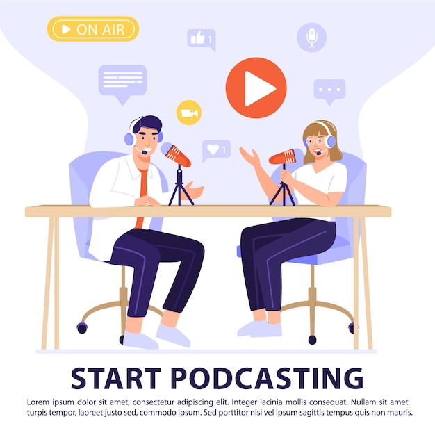 Concepto de podcast o entrevista.