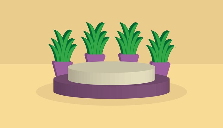 Vector concepto de podio 3d para promoción de productos en estilo de dibujos animados mínimo