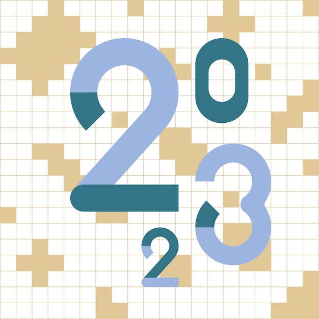 Concepto de portada de calendario de plantilla 2023. letras azules y fondo abstracto