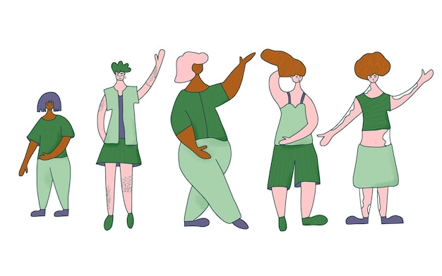 Concepto positivo del cuerpo Diseño plano de color vectorial
