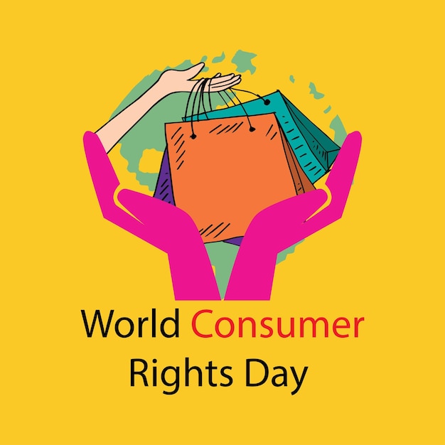 Concepto de póster del Día Mundial de los Derechos del Consumidor. 15 de marzo