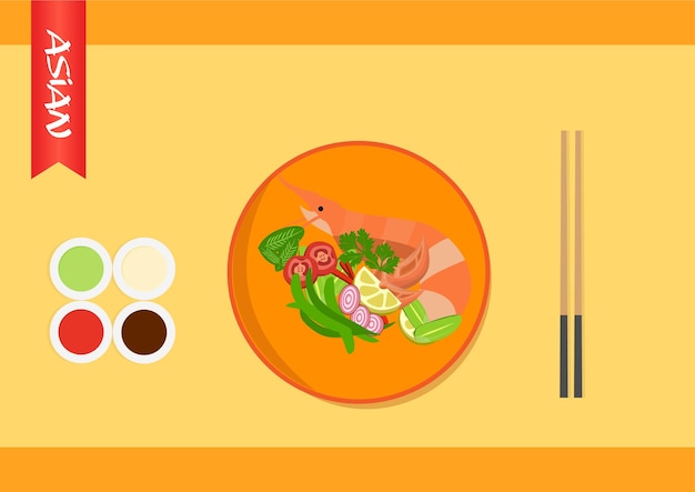 concepto de presentación de menú de platos famosos tradicionales asiáticos