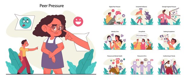 El concepto de presión de los compañeros hace que personas de diferentes grupos de edad y estatus sufran de presión social.