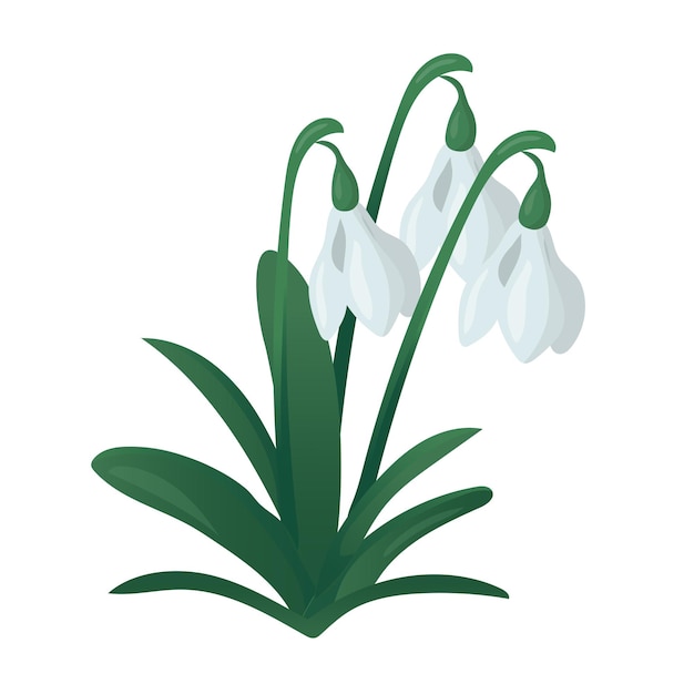 Concepto de primavera Ilustración de dibujos animados planos de la primavera que viene con campanillas