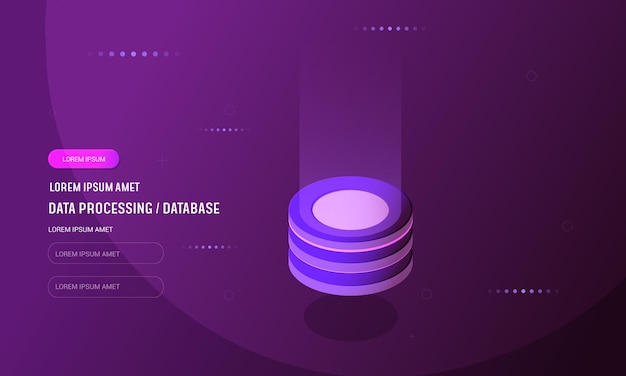 Concepto de procesamiento de flujo de datos grandes, base de datos en la nube, vector isométrico