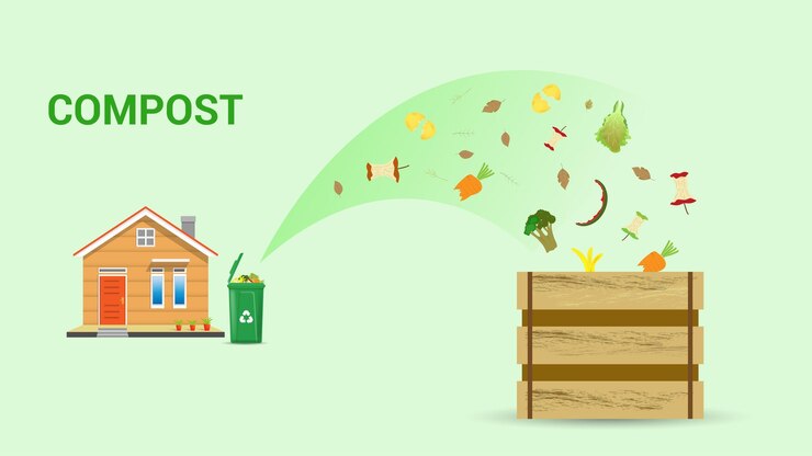 Vector concepto de proceso de reciclaje de residuos para ilustración de vector orgánico de compost.