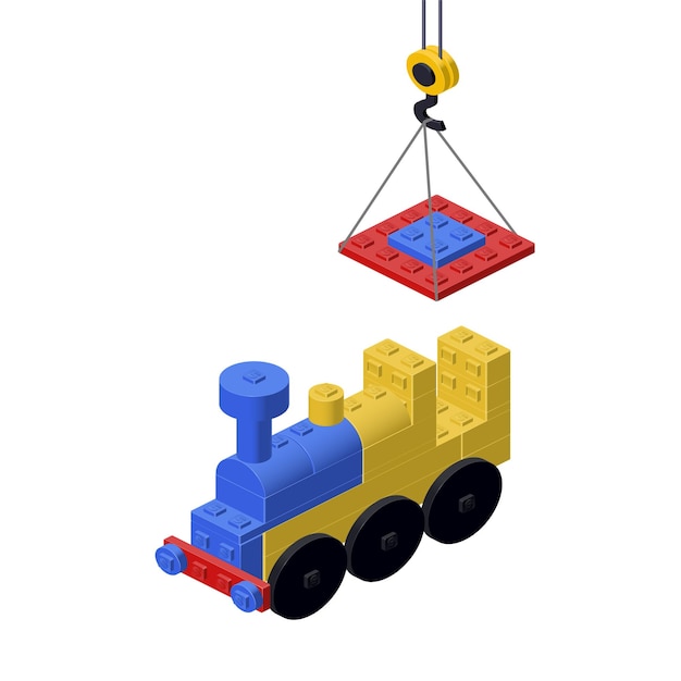 Concepto de producción de locomotoras en la ilustración vectorial de fondo blanco