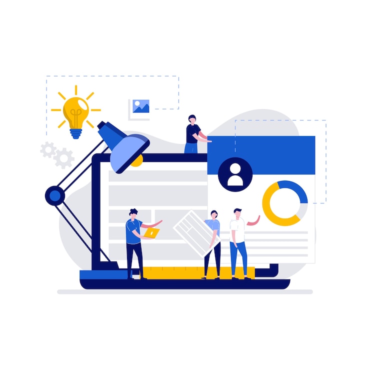 Vector concepto de programación y diseño web con carácter.